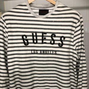 MENS EMBROIDERY GUESS LOS ANGELES STRIPE SWEATER LONGSLEEVE SIZE XL